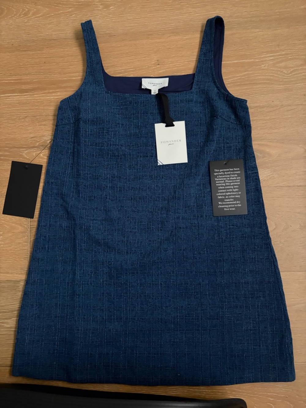 Tuckernuck Pomander Place Navy Textured Square-Neck Mini Dress